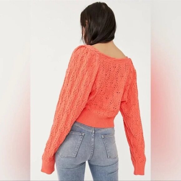 Free People Olive You Cotton Crossover Cardigan Size Medium NWT Brand New - Picture 3 of 10